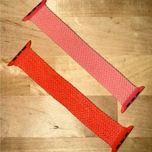 Braided Solo Loop Watch Bands in Light Pink and Coral